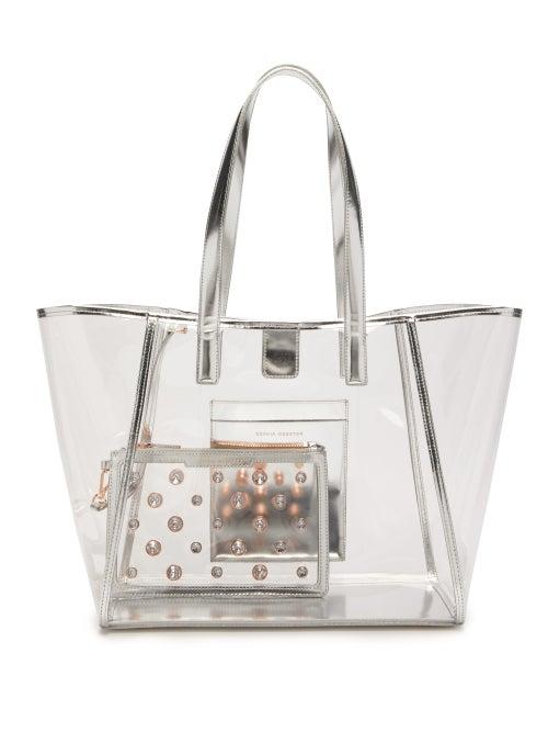 Matchesfashion.com Sophia Webster - Dina Leather Trimmed Pvc Tote Bag - Womens - Silver