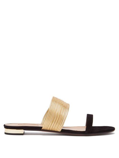Matchesfashion.com Aquazzura - Rendez Vous Suede Sandals - Womens - Black Gold