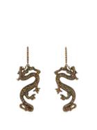 Matchesfashion.com Valentino - Dragon Crystal Embellished Earrings - Womens - Gold