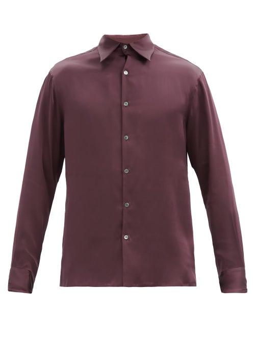 Matchesfashion.com 73 London - Silk-satin Shirt - Mens - Burgundy
