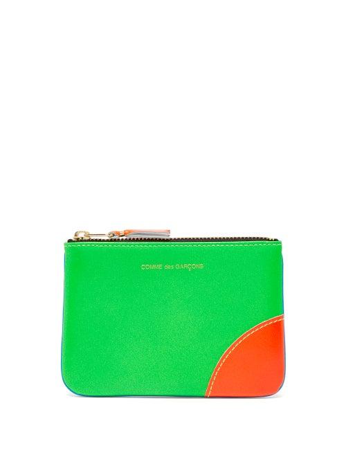 Matchesfashion.com Comme Des Garons Wallet - Colour-block Leather Coin Purse - Mens - Green Multi