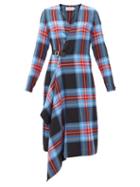 Matchesfashion.com Charles Jeffrey Loverboy - Tartan-check Asymmetric-hem Wool-twill Wrap Dress - Womens - Multi