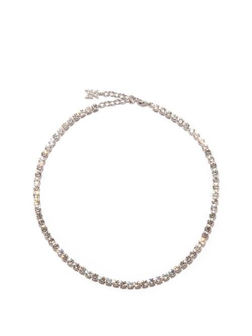 Amina Muaddi - Tennis Crystal-embellished Necklace - Womens - Crystal