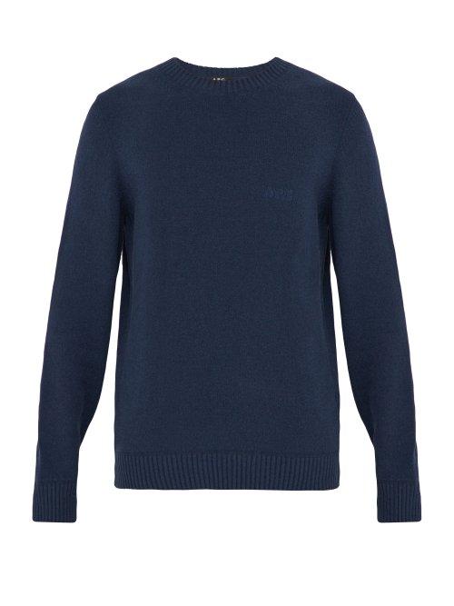 Matchesfashion.com A.p.c. - Micka Logo Embroidered Cotton Blend Sweater - Mens - Dark Navy