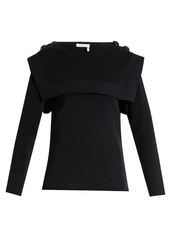 Chloé Sailor-collar Buttoned-shouder Cotton Sweater