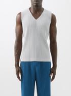 Homme Pliss Issey Miyake - V-neck Technical-pleated Tank Top - Mens - Light Grey