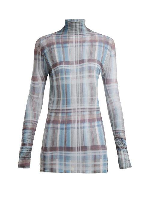 Matchesfashion.com Acne Studios - Check Print Roll Neck Top - Womens - Blue Multi