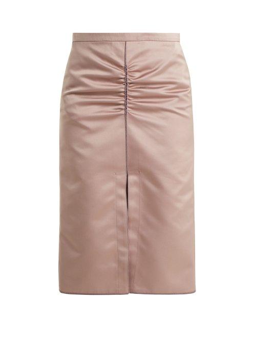 Matchesfashion.com No. 21 - Ruched Duchesse Satin Midi Skirt - Womens - Light Pink