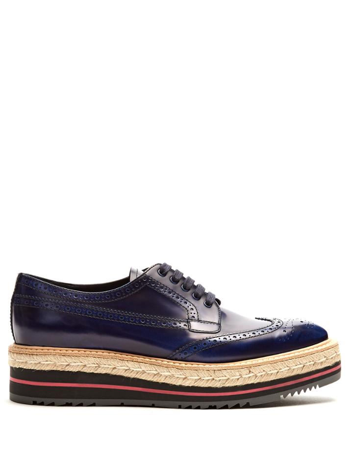 Prada Lace-up Leather Flatform Brogues