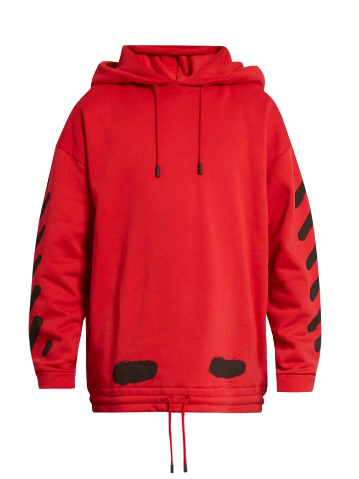 Off-white Logo-print Hooded Cotton Sweatshirt