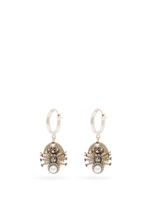 Matchesfashion.com Alexander Mcqueen - Spider Crystal Drop Earrings - Womens - Gold