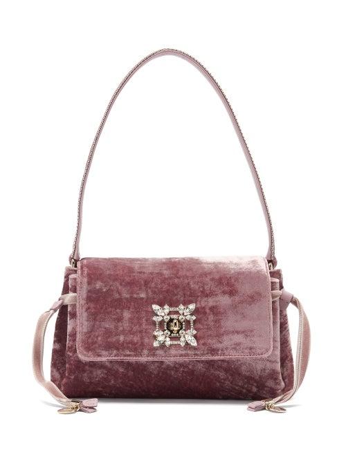 Matchesfashion.com Roger Vivier - Miss Vivier Crystal-embellished Crushed-velvet Bag - Womens - Pink