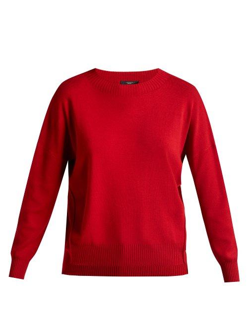 Matchesfashion.com Weekend Max Mara - Boat Neck Sweater - Womens - Burgundy