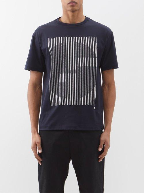 Giorgio Armani - Logo-embroidered Cotton-jersey T-shirt - Mens - Navy Multi