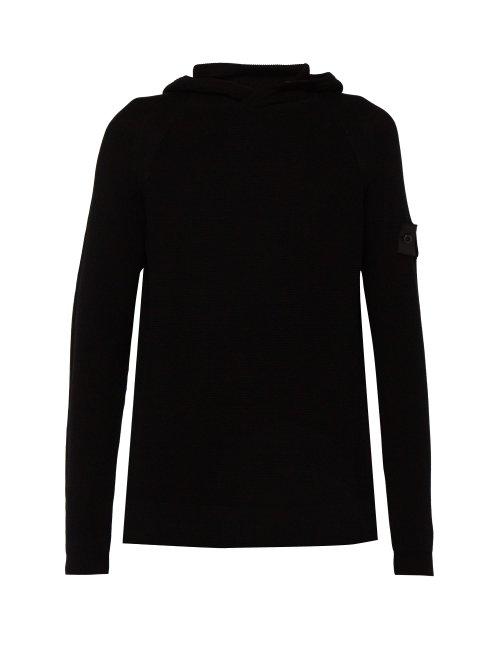 Matchesfashion.com Stone Island Shadow Project - Ribbed Knit Cotton Hooded Sweater - Mens - Black