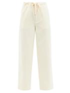 Ladies Rtw Jil Sander - Drawstring Wide-leg Wool-blend Flannel Trousers - Womens - Cream