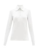 Matchesfashion.com Jil Sander - High Zip Collar Cotton-blend Long-sleeved T-shirt - Womens - White