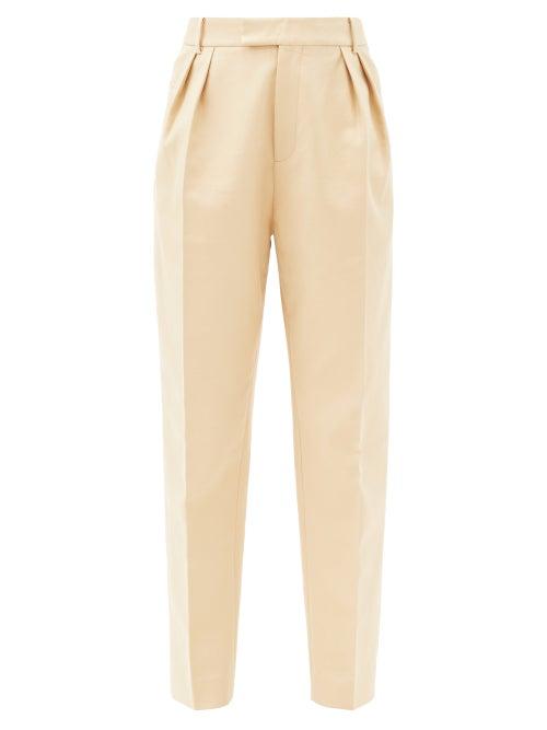 Matchesfashion.com Khaite - Magdeline High-rise Cotton Trousers - Womens - Camel