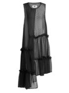 Mm6 By Maison Margiela Asymmetric Sleeveless Dobby-chiffon Dress