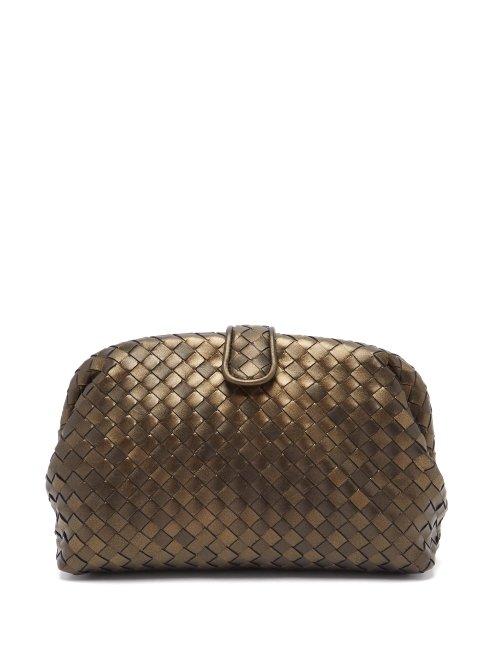 Matchesfashion.com Bottega Veneta - The Lauren 1980 Intrecciato Clutch - Womens - Gold