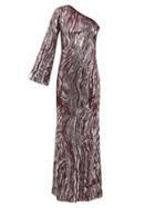 Ashish - Zebra-sequinned One-sleeved Gown - Womens - Burgundy Multi