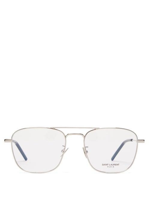 Ladies Accessories Saint Laurent - Aviator Metal Glasses - Womens - Silver