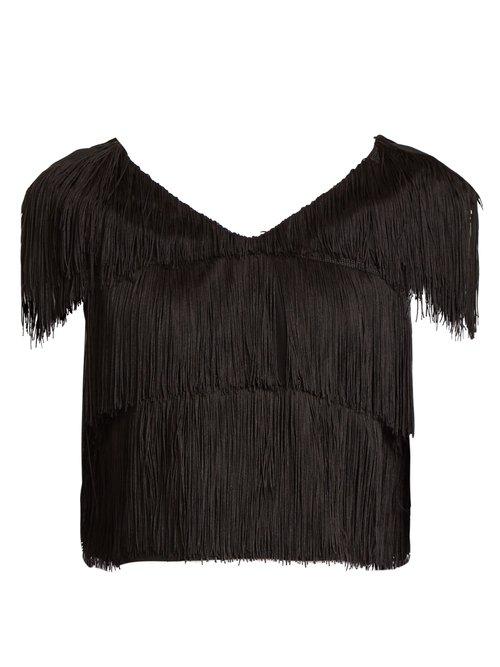 Matchesfashion.com Raey - Fringed Cropped Bib Top - Womens - Black