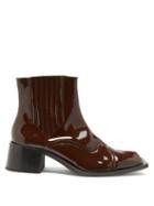 Matchesfashion.com Martine Rose - Square-toe Patent-leather Brogue Chelsea Boots - Mens - Brown