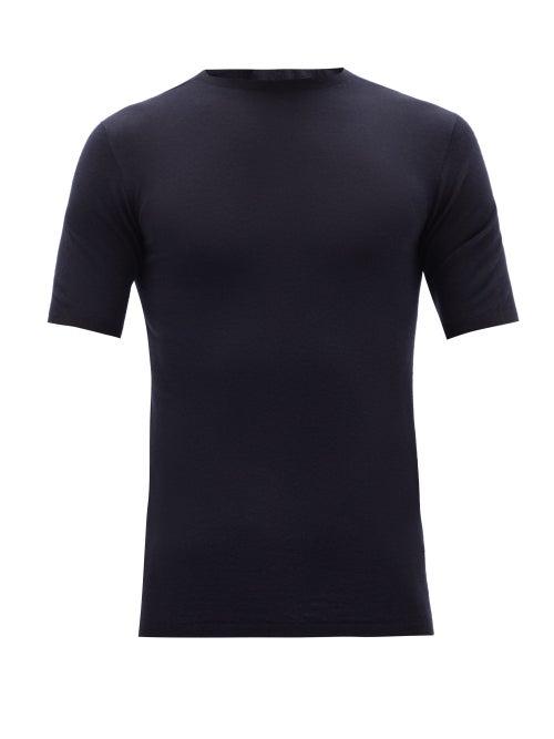 Matchesfashion.com Iffley Road - Exmoor Merino-wool T-shirt - Mens - Navy