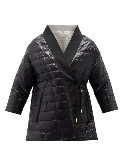 Matchesfashion.com Herno - Reversible Wrap-front Down-padded Shell Coat - Womens - Black