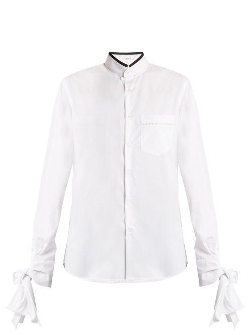 Matchesfashion.com Blouse - Svet Knot Detail Cotton Poplin Shirt - Womens - White