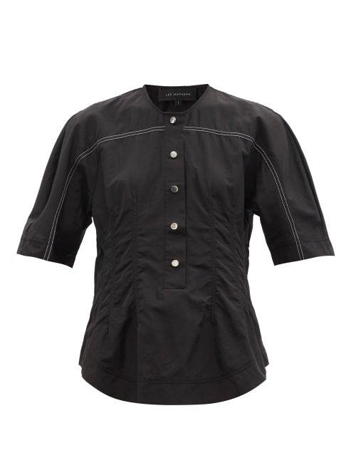 Ladies Rtw Lee Mathews - Cecile Recycled-fibre Poplin Shirt - Womens - Black