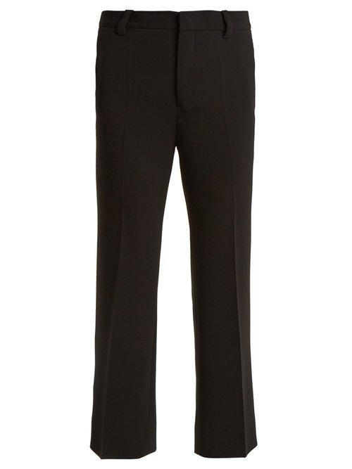 Matchesfashion.com Miu Miu - High Rise Cropped Flared Leg Cady Trousers - Womens - Black