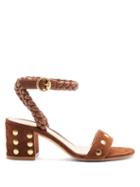 Matchesfashion.com Gianvito Rossi - 60 Braided-strap Studded Suede Sandals - Womens - Tan Multi