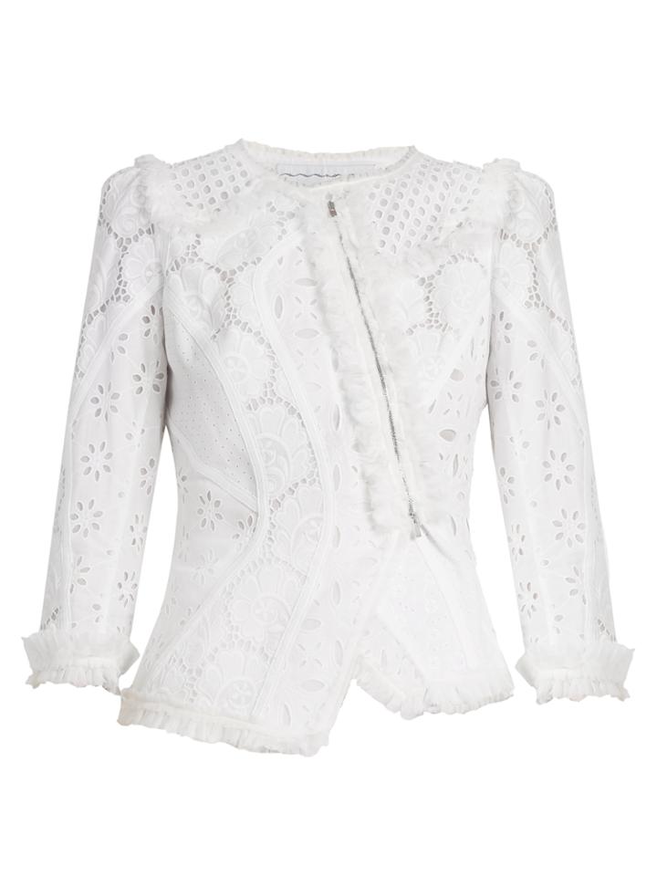 Andrew Gn Asymmetric Broderie-anglaise Cotton Jacket