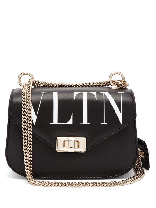 Matchesfashion.com Valentino - Vltn Leather Cross Body Bag - Womens - White Black