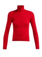 Matchesfashion.com Ryan Roche - Roll Neck Ribbed Cashmere Sweater - Womens - Red