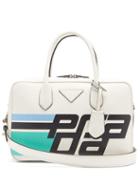 Matchesfashion.com Prada - Logo Print Leather Shoulder Bag - Womens - White Multi