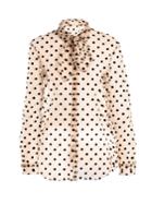 Isa Arfen Tie-neck Polka-dot Tulle Blouse