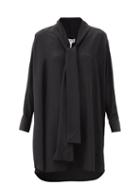 Matchesfashion.com Loewe - Anagram-scarf Silk-crepe Blouse - Womens - Black