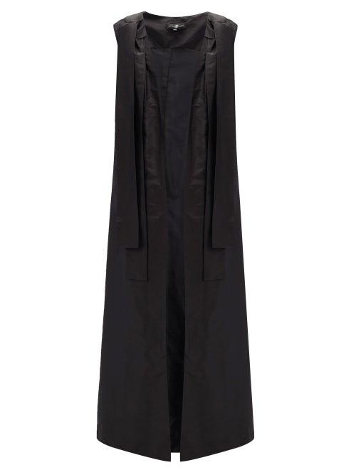 Matchesfashion.com Edward Crutchley - Bow-shoulder Silk-satin Coat - Mens - Black