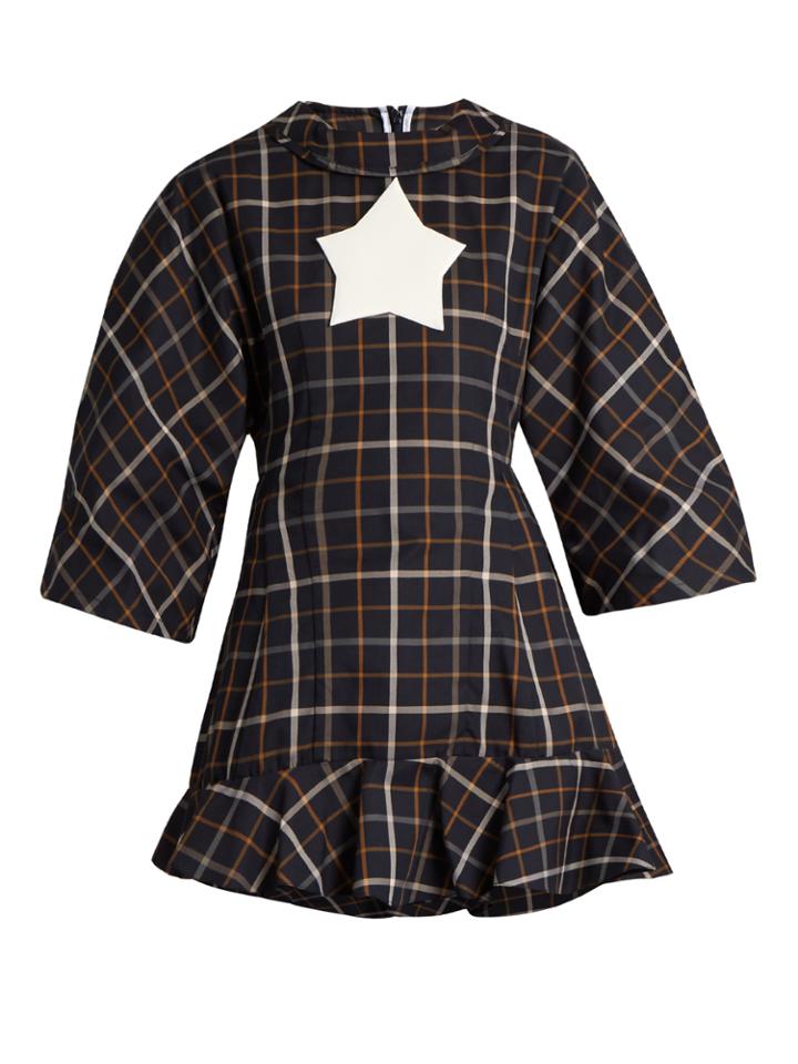 A.w.a.k.e. Jellystar Checked Fluted-hem Top