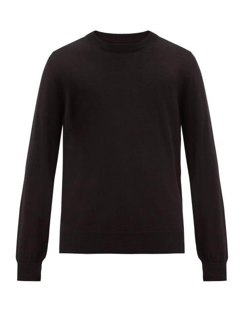 Matchesfashion.com Maison Margiela - Suede Elbow Patch Cotton Blend Jersey Sweater - Mens - Black