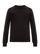 Matchesfashion.com Maison Margiela - Suede Elbow Patch Cotton Blend Jersey Sweater - Mens - Black