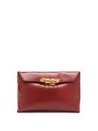 Matchesfashion.com Alexander Mcqueen - Sculptural Four-ring Leather Clutch - Womens - Burgundy