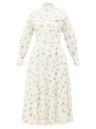 Matchesfashion.com Emilia Wickstead - Appolina Safari-print Belted Linen Shirt Dress - Womens - Cream Print