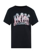 Matchesfashion.com Amiri - Varsity Palm Logo-print Cotton-jersey T-shirt - Mens - Black