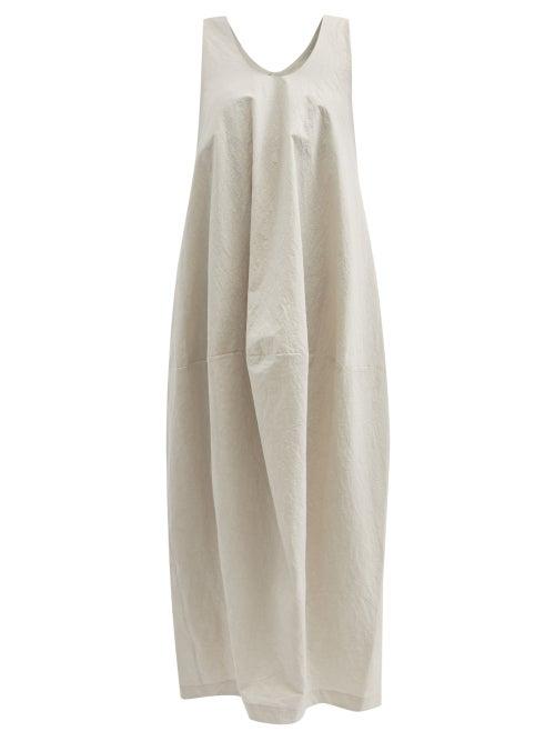 Lauren Manoogian - Vessel Scoop-neck Crinkled Cotton-blend Midi Dress - Womens - Light Grey