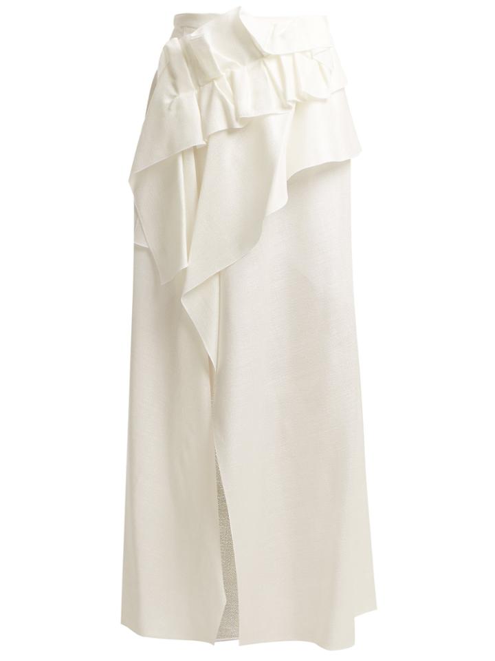 Delpozo Asymmetrical Ruffle-trimmed Skirt