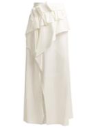 Delpozo Asymmetrical Ruffle-trimmed Skirt